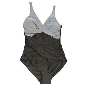 Smismivo One Piece Swimsuit Black Striped Tummy Control Criss Cross Bathing Suit